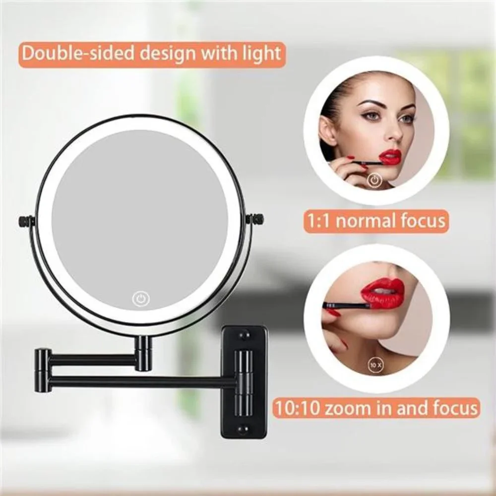 Rechargeable Wall Mounted Lighted Makeup Mirror,Mounted Makeup Magnifying Mirror